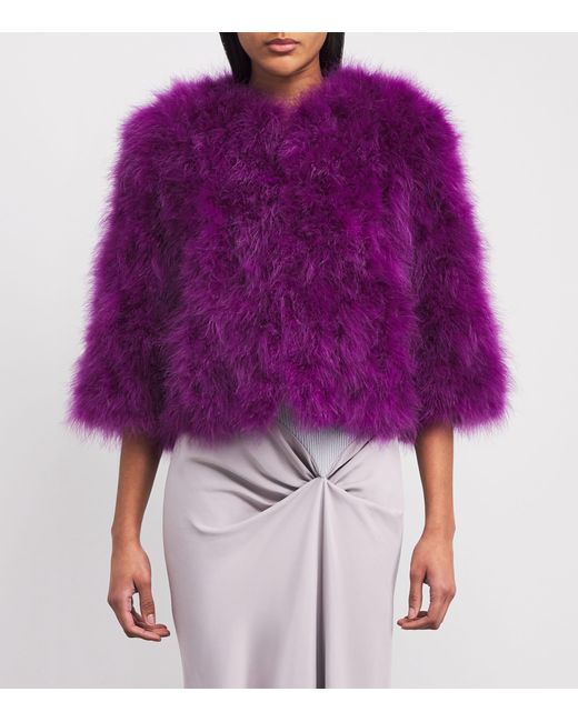 Yves Salomon Purple Feather Jacket