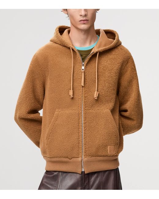 Loewe Brown Shearling Reversible Hooded Jacket for men