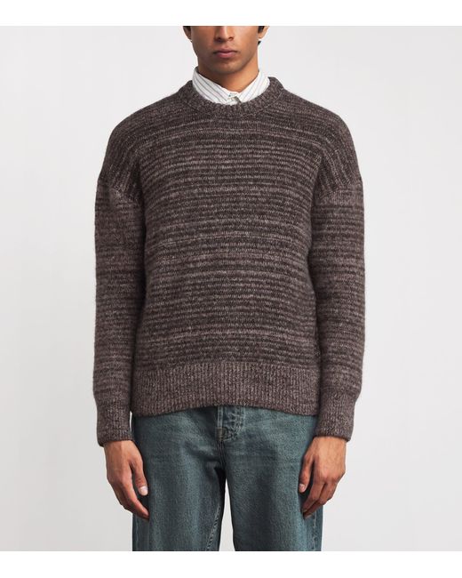 Oliver Spencer Gray Wool-Blend Stripe Burley Sweater for men
