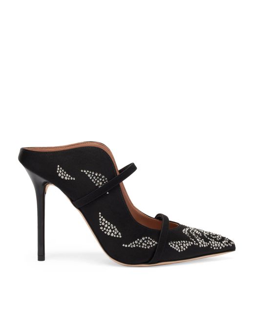 Malone Souliers Black Satin Embellished Maureen Mules 100