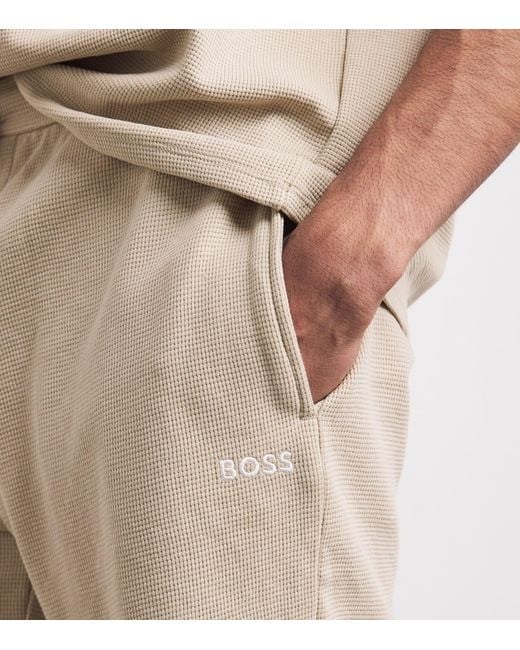 Boss Natural Cotton-Blend Waffle-Knit Shorts for men