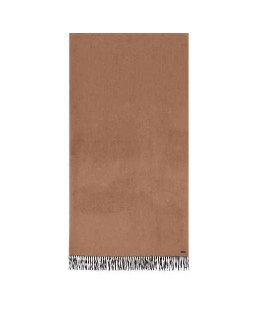 Saint Laurent Brown Wool-cashmere Fringed Scarf