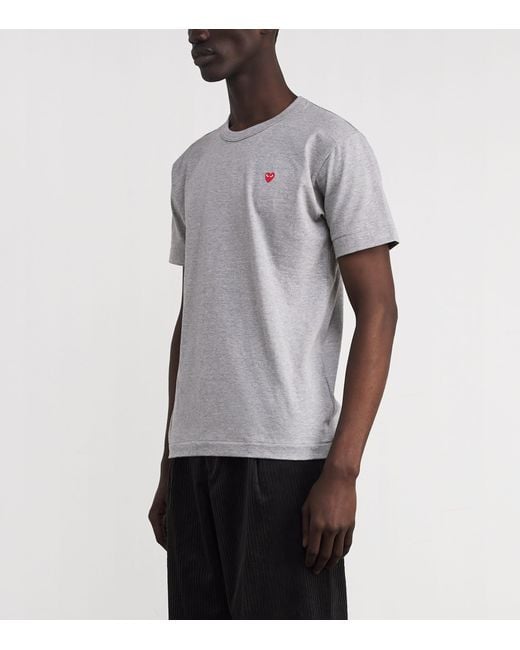 COMME DES GARÇONS PLAY Gray Cotton Mini Heart Logo T-Shirt for men
