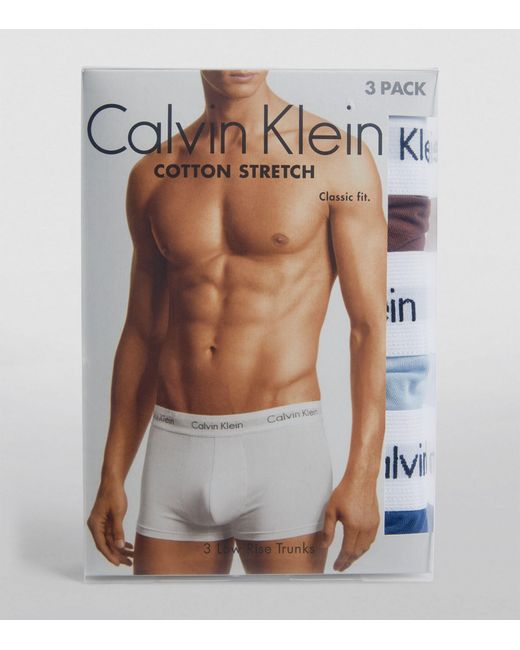 Calvin Klein White Cotton Stretch Low-rise Trunks (pack Of 3) for men