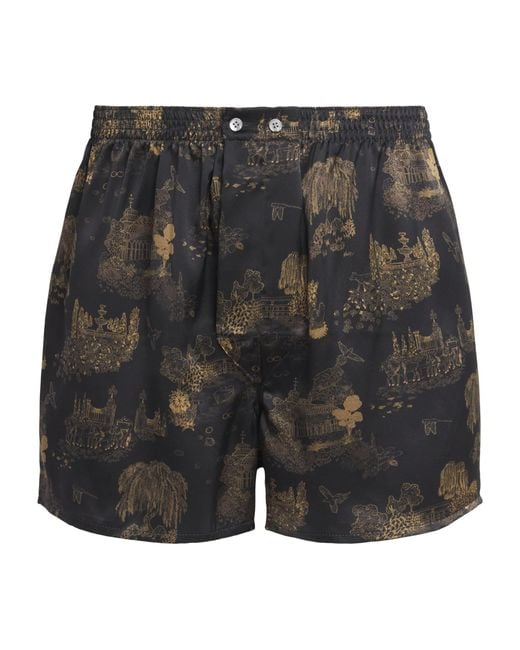 Derek Rose Black Silk Brindisi Boxer Shorts for men
