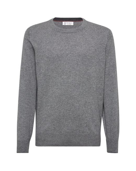 Brunello Cucinelli Gray Cashmere Sweater for men