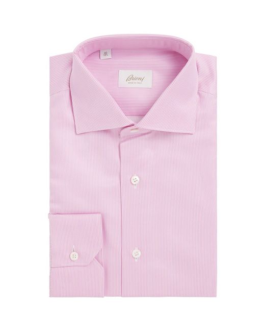 Brioni Pink Cotton Stripe Shirt for men