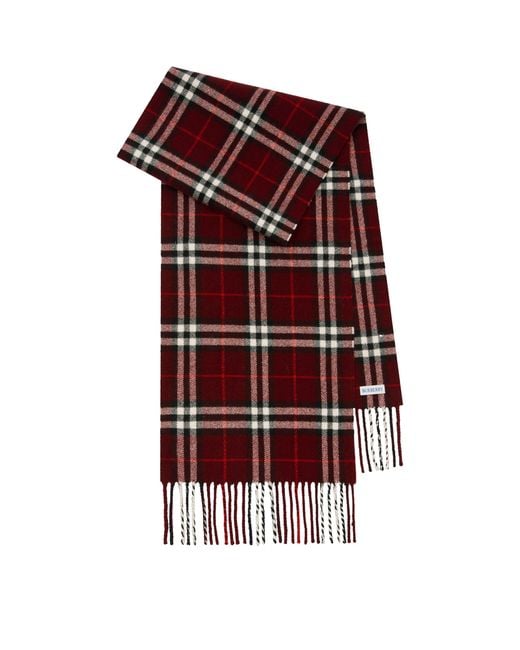 Burberry Red Cashmere-Blend Sparkle Check Scarf