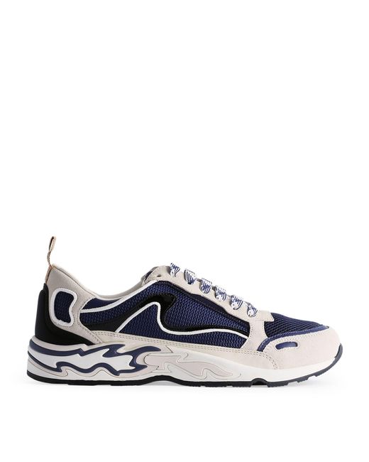 Sandro Leather Flame Sneakers in Blue - Lyst