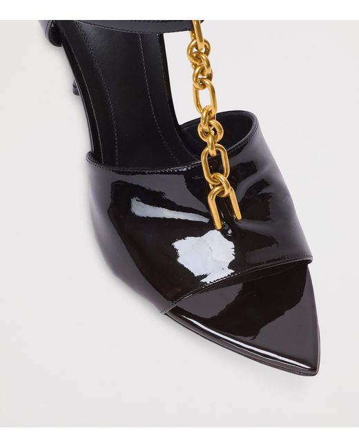 Balmain Black Sync Patent Leather Sandals With Heel