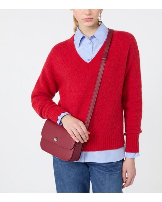 Weekend by Maxmara Red Alpaca-Blend V-Neck Sweater