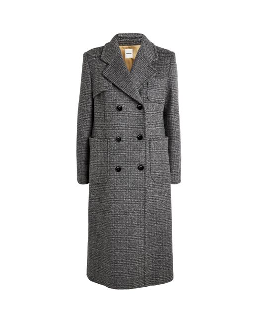 Sandro Gray Wool-Blend Check Coat