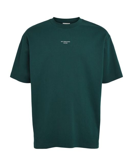 Drole de Monsieur Green Cotton Slogan T-Shirt for men