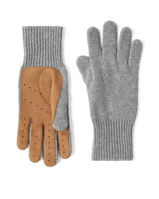 Brunello Cucinelli Gray Cashmere-Suede Gloves for men