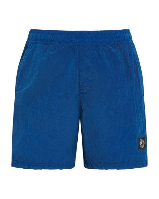 Stone Island Blue Recycled Logo Swim Shorts for men