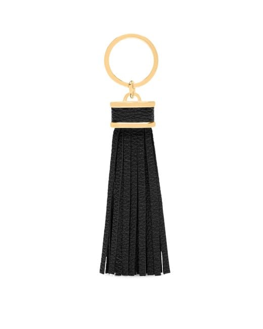 Tom Ford Black Leather T Tassel Keyring for men