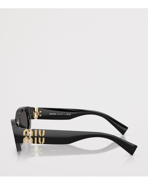 Miu Miu Black Irregular Rectangle Sunglasses