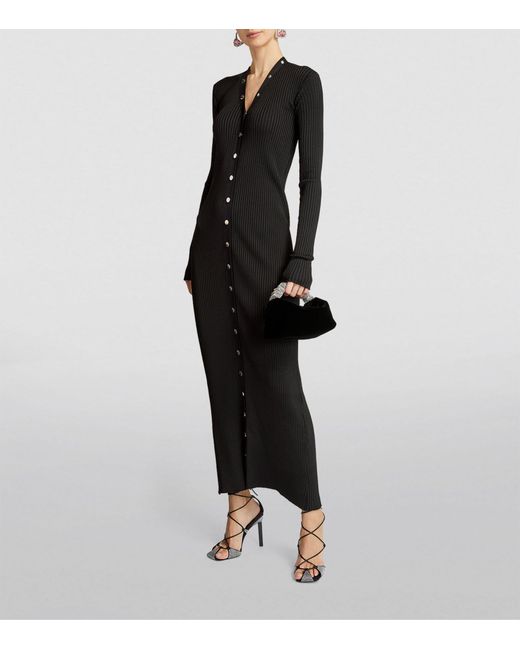 The Attico Black Button-detail Cardigan Maxi Dress