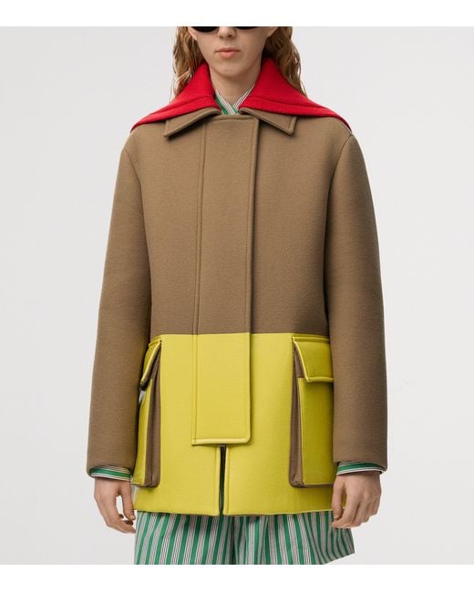 Loewe Yellow Wool-Blend Two-Tone Coat for men