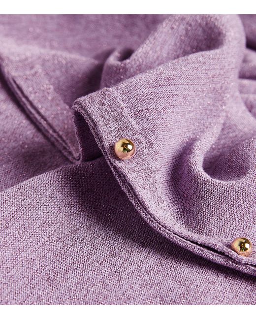 St. John Purple Lurex Knit Cardigan