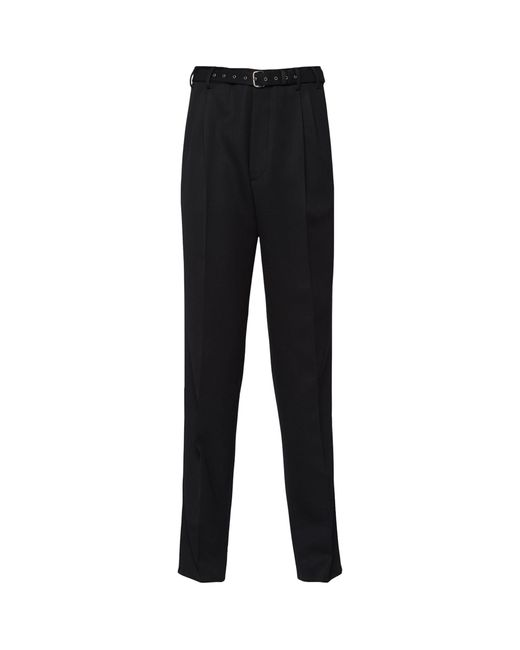 Prada Black Belted Tailored Trousers for men