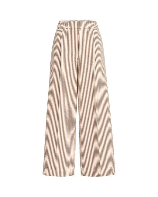 Brunello Cucinelli Natural Techno-Cotton Stripe Wide-Leg Trousers