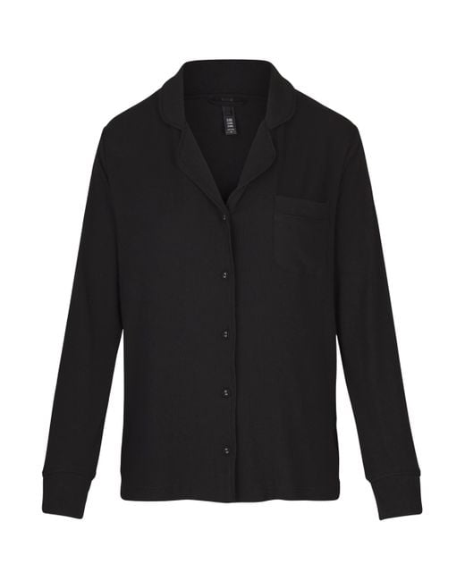Skims Black Soft Lounge Ribbed Pyjama Set