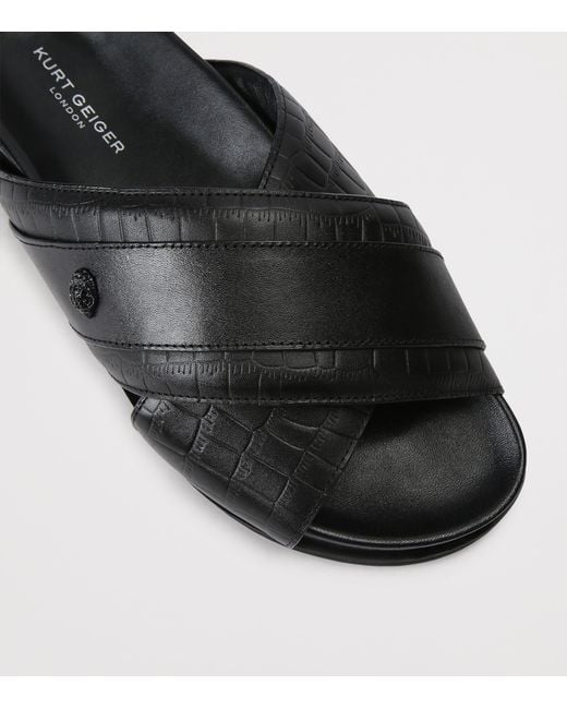Kurt Geiger Black Leather Baron Sandals for men