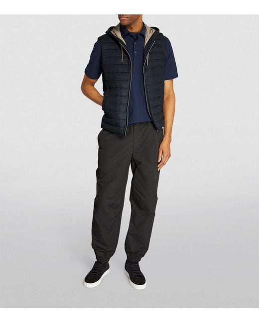 Herno Blue Silk-cashmere Down Padded Gilet for men