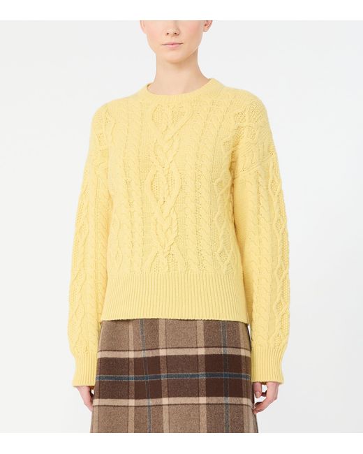 Weekend by Maxmara Yellow Wool Cable Knit Sweater