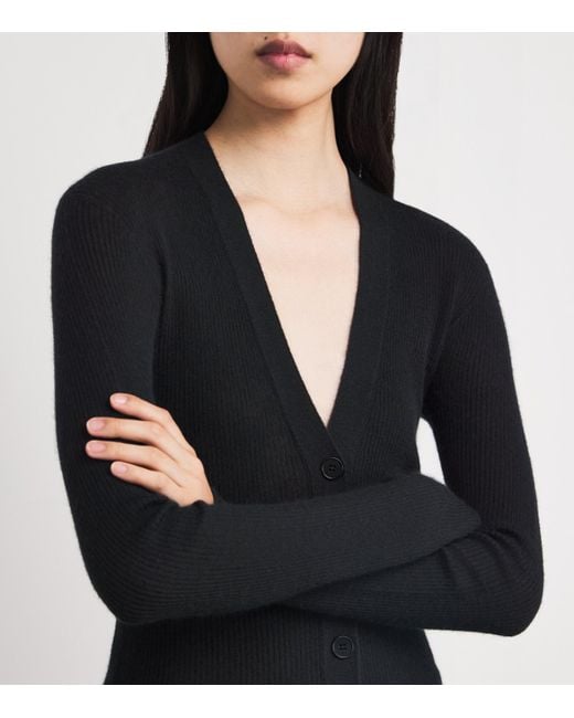 Johnstons Black Superfine Cashmere V-Neck Cardigan