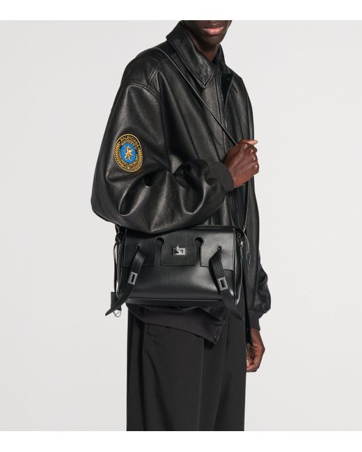Balenciaga Black Leather Bel Air Messenger Bag for men