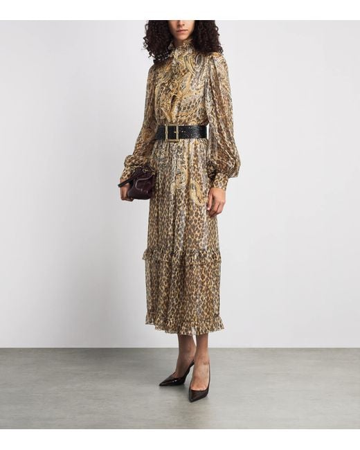Etro Natural Silk-Blend Leopard Midi Dress