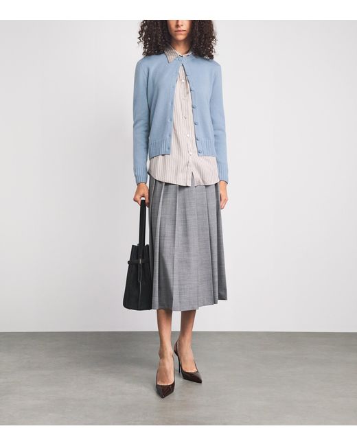 Agnona Blue Cashmere Lipstick Cardigan