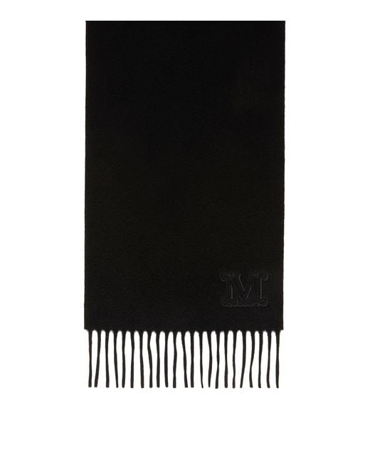 Max Mara Black Cashmere Monogram Scarf