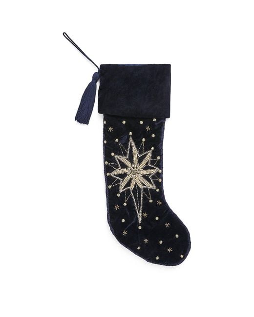 Harrods Black Velvet Beaded Star Stocking