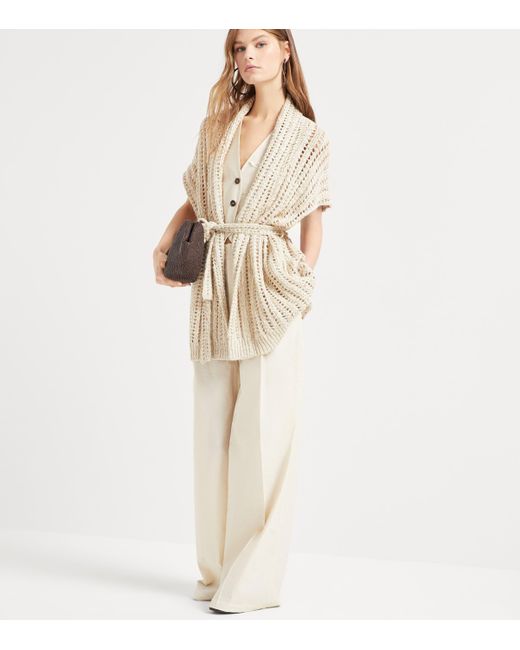 Brunello Cucinelli Natural Knitted Dazzling Cardigan