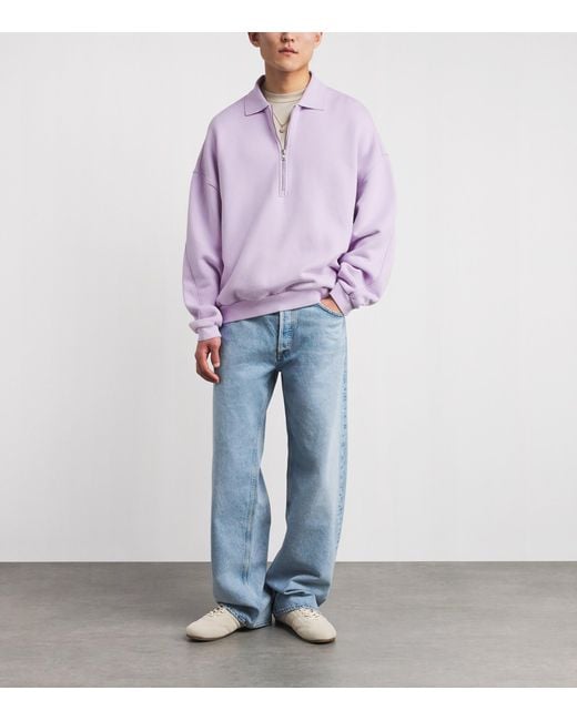 Agolde Purple Cotton Pace Quarter-Zip Sweatshirt for men