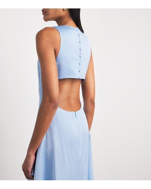 Maje Blue Open-Back Maxi Dress