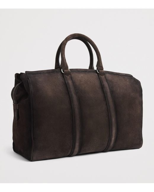 Officine Creative Black Suede Quentin Duffle Bag for men