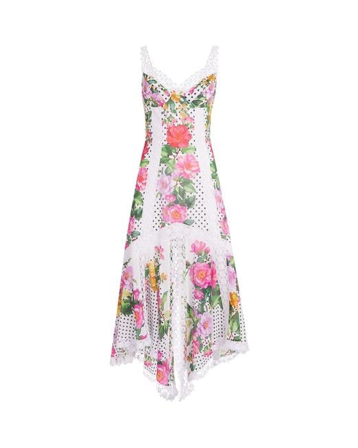 Charo Ruiz White Floral Rosario Midi Dress