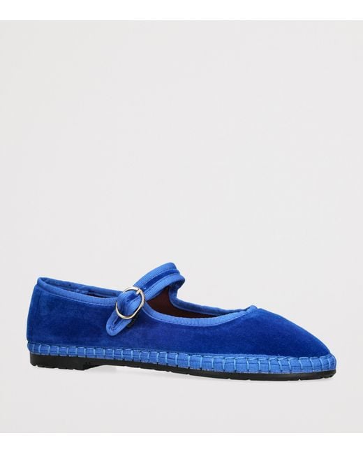 Flabelus Blue Velvet Oe Mary Janes