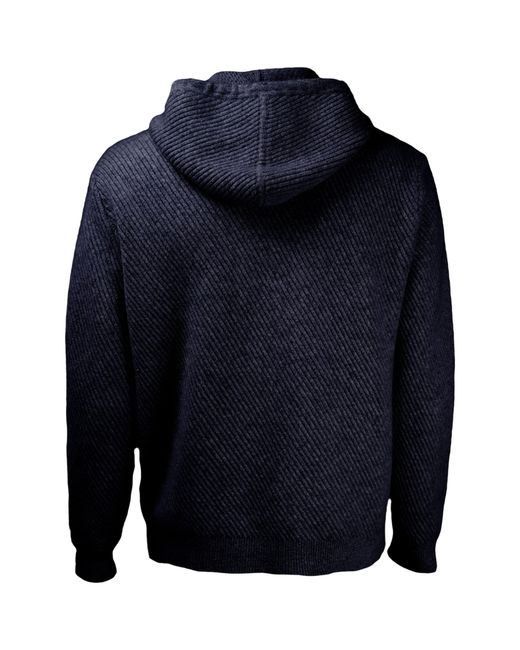 Alan Scott Blue Cashmere Feather-Rib Hoodie for men