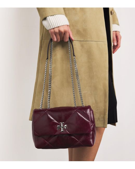 Tory Burch Purple Small Leather Quilted Kira Shoulder Bag