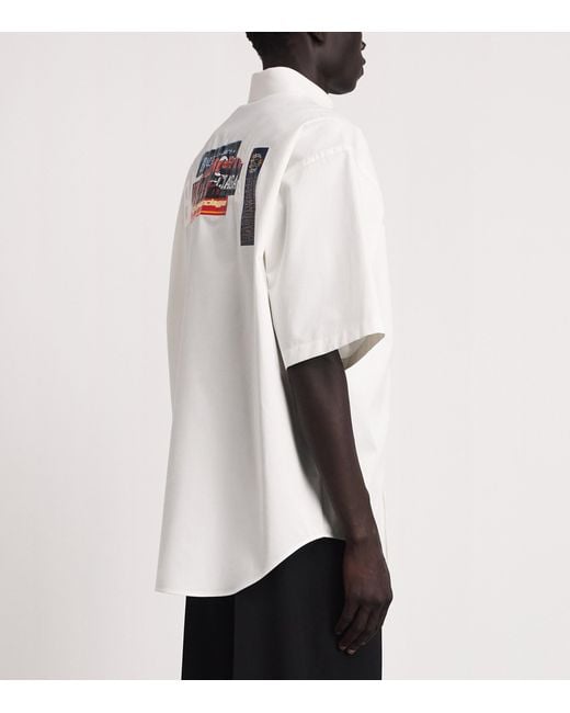 Balenciaga White Cotton Security Tape Shirt for men
