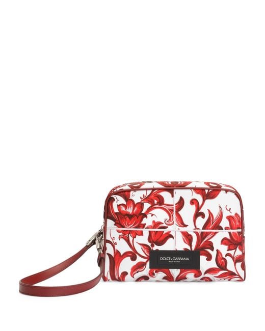 Dolce & Gabbana Red Majolica Print Messenger Bag for men