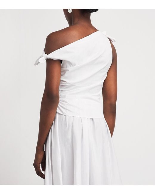 Staud White Bellaria Asymmetric Top