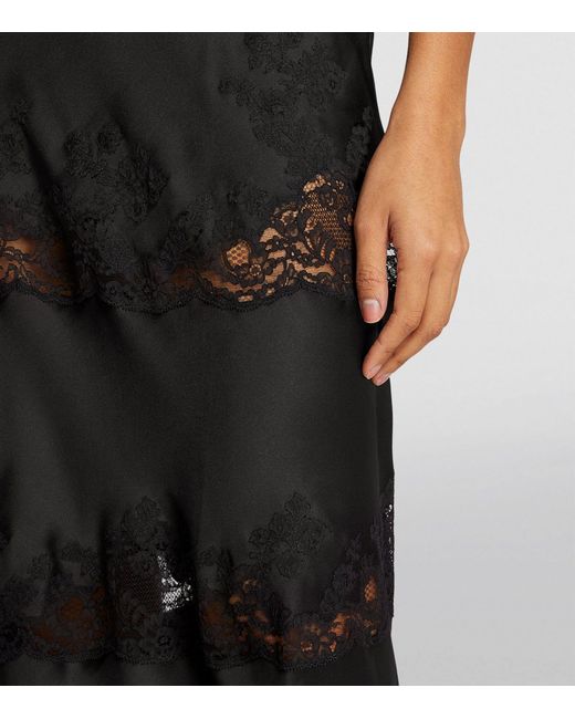 Carine Gilson Black Silk Lace-trim Nightdress