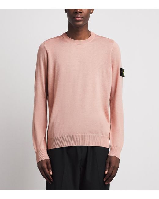 Stone Island Pink Wool Compass Sweater for men