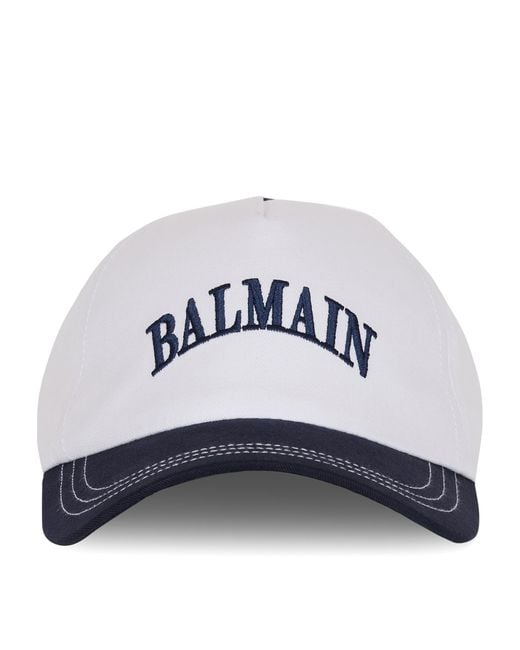 Balmain White Cotton Logo Baseball Cap for men